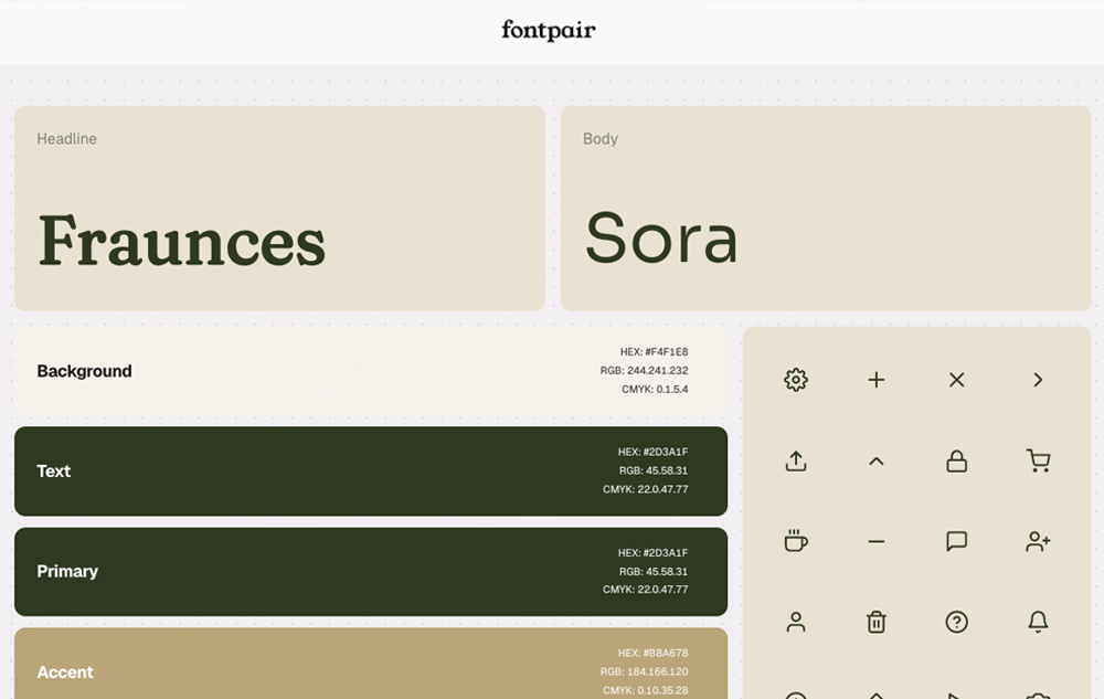 Además de combinar tipografías, mira cómo quedan iconos, colores de fondo y gráficos.