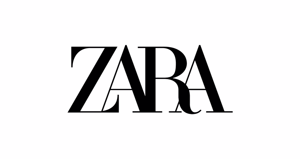 Logotipo de Zara con el tracking negativo.