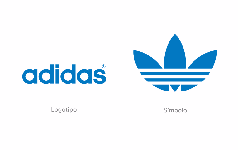 Tipos de logos. Adidas logo con símbolo.