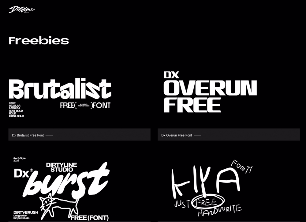 Dirtyline Studio en su sección freebies. Tipografías gratis.